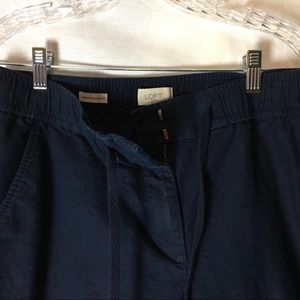 LOFT outlet wide leg linen pant in navy